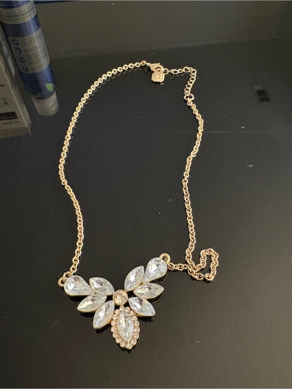 Gold Crystal Floral Pendant Necklace - Women Jewelry